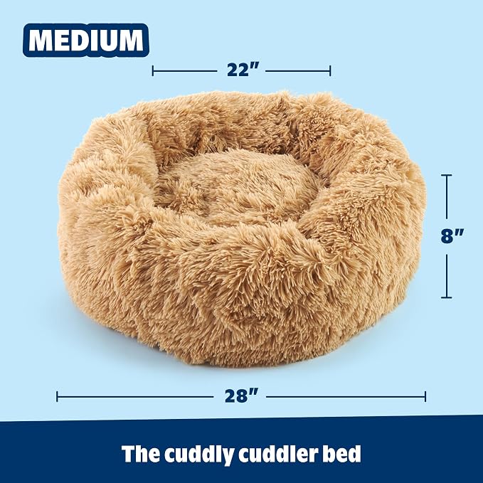 Barkbox Dog Bed, 2-in-1 Memory Foam Donut Cuddler Dog and Cat Bed, Calming Orthopedic Joint Relief Fur Crate Lounger for Pets, Machine Washable + Removable Cover, Waterproof Lining, Includes Toy | Calming Orthopedic Joint Relief Furry Crate Lounger for...