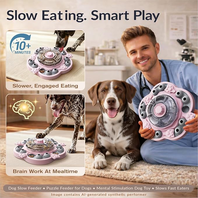 KADTC 3-Level Dog Puzzle Toy, Spin to Release Treat Dispenser, Slow Feeder | LARGE SIZE - Slide, swing, sniff, search: 4 play modes curb boredom, channel energy, build focus, deliver mental stimulation.