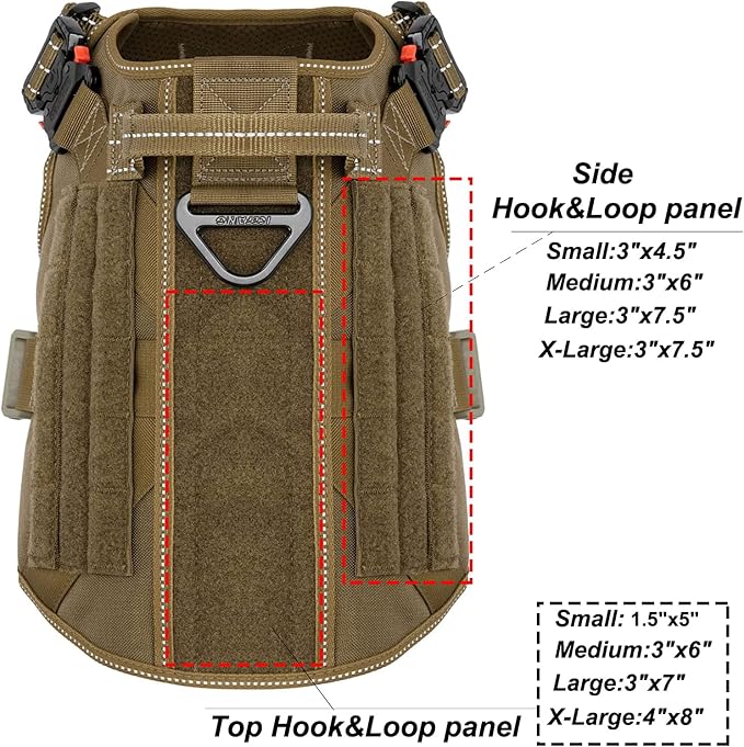 ICEFANG Tactical Dog Harness,X-Large Size, 2X Metal Buckle,Working Dog MOLLE Vest with Handle,No Pulling Front Leash Clip,Hook and Loop Panel
