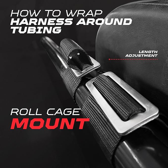 1pc 50 Cal Black 4 Point Harness 2in Straps, Racing Harness Seat Belt | Ultra Kush padding, Push Button quick release hardware. Universal Fit for UTV, RZR, race car.