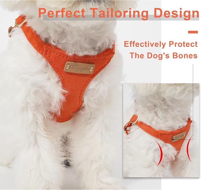 Puppytie Dog Harness with Multifunction Dog Leash,Soft Adjustable No Choke Escape Proof Pet Harness Vest for Medium Dogs or Large Dogs,Orange,M