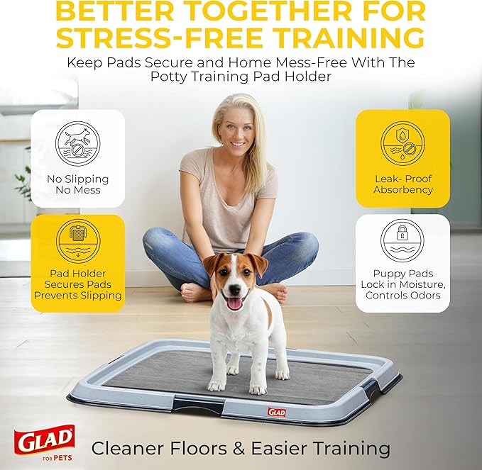 Glad for Pets Activated Carbon Dog Training Pads - Absorbent Large Disposable Dog Pee Pads for Dogs, XL Potty Pads for Dogs, Charcoal Puppy Pads with Adhesive Tabs, Jumbo Dog Pads, 28" x 30", 50 Count