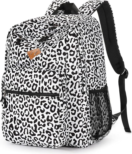 ZORFIN 26L Backpack for College, and Travel: Water Resistant Bookbag - Snow Leopard