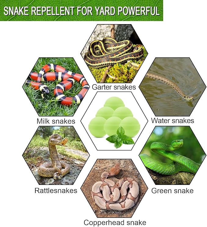 25 Pack Snake Be Gone for Yard Powerful Pet Safe,Moth Balls for Lawn Garden Camping Fishing Home to Repels Snakes and Other Pests