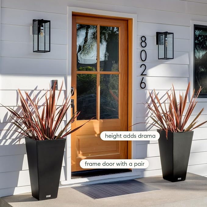 Veradek V-Resin Indoor/Outdoor Taper Planter, 2-Pack (24 inch, Black)