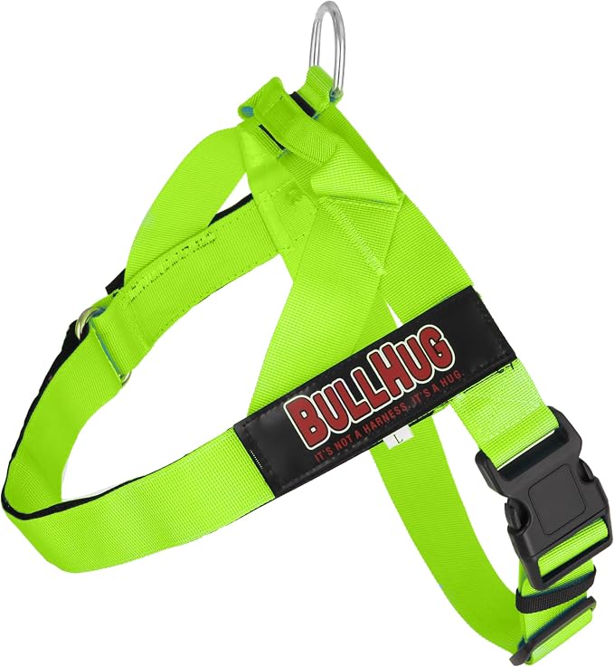 Adjustable Dog Harness– No Pull, No Choke – for English Bulldogs, French Bulldogs, Pugs & Broad-Chested Breeds – Easy, Safe Walks (NEON Green, Large)