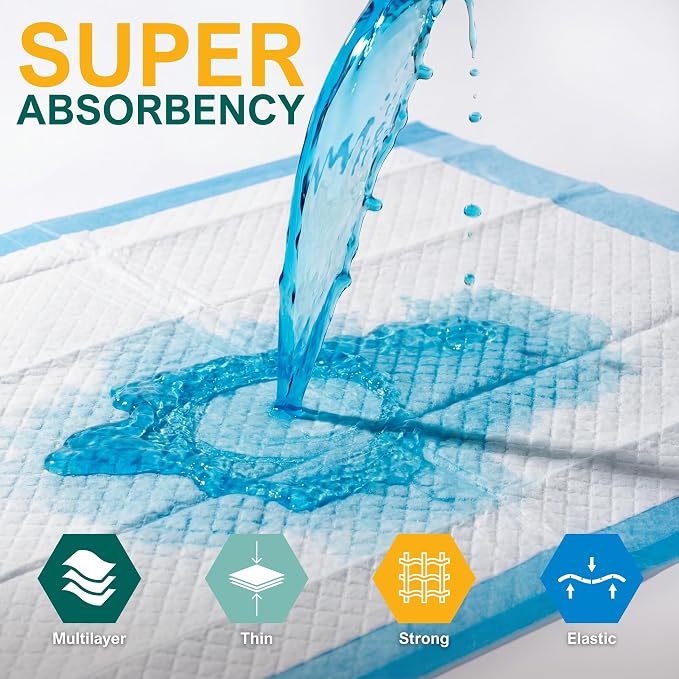 MED PRIDE Disposable Underpads 17x24 in,Super Absorbent,Incontinence,300 Ct