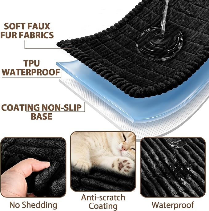 FUANGUI Waterproof Armrest Couch Cover for Dogs,27.6" x 27.14", Black | Non-Slip Backrest Cover Recliner Chair Protector, Fuzz Soft Armchair Armrest Cover Washable Couch Covers Sofa Pet Friendly