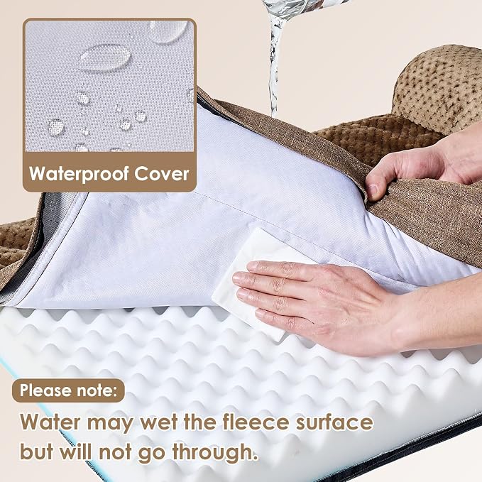 EHEYCIGA Orthopedic Dog Bed Medium Size Dogs, Memory Foam Dog Bed with Washable Removable Cover, Waterproof Pet Sofa Couch for Crate with Nonskid Bottom, 30x20x6, Camel | Small Dog Sofa with Washable Removable Cover, Waterproof Pet Couch for Crate with...
