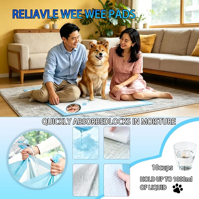 XXXXL Puppy Pee Pads for Dogs 36"x55" 50 Count, Extra Large Dog Pee Pads, Leak-Proof & Super Absorbent Dog Pee Pads, Thicken Disposable Potty Pads Puppy Training Pads for Cats Rabbits