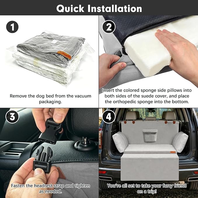 SUV Cargo Liner for Dogs, Orthopedic SUV Dog Bed, Extra Large | Waterproof pet cargo cover with bumper flap protector, scrachproof non-slip dog cargo liner for SUV, 45 x 36 in