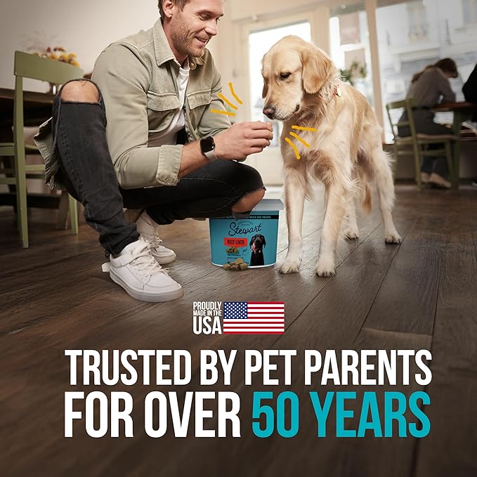 Stewart 100% Beef Liver Dog Treats,2 oz Tub,~45 Pieces,Freeze Dried Raw,Ingredient,50% Protein Training Treats or Meal Topper,Grain Free,Gluten Free,(Pack of 2)