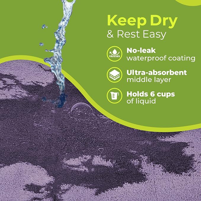 PeapodMats Bedwetting Waterproof Bed Mat, Reusable 3x3 Mauve | Washable reusable bed mat for bedwetting, incontinence, kids, adults, pets, and mattress protection.
