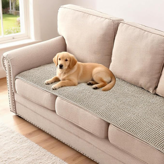 H.VERSAILTEX Plush Chenille Couch Cover for 3 Cushion Couch Anti Slip Washable Sofa Slipcovers Soft and Durable Furniture Protector for Dogs Cats Kids (27.5" x 82", Island Fossi)