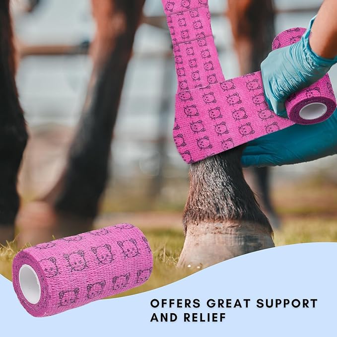Eco-Fused Self-Adhering Bandage - Injury Wrap Tape for Pets, Dogs, Cats, Horses - Pack of 9- Dog Bandages for Legs - Prevent Licking - Does not Stick to Hair - Elastic, Water Repellent, Breathable