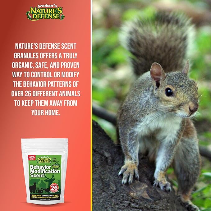 Nature's Defense Organic Animal Repellent Granules | 7 Certified Organic Ingredients | 94.1% Effective | Repels Deer, Mice, Cats, Rabbits & 20+ More | Safe for Kids & Pets | 44 oz