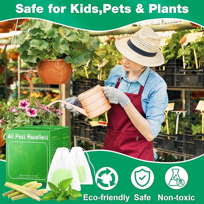 12 Pack Peppermint Oil Wasp & Bee Repellent, Natural Carpenter Bee Repellent for Yellow Jackets, Hornets, Mud Wasps Deterrent for Indoor Outdoor Patio Garden Porch, Pet and Human Safe, Light Green