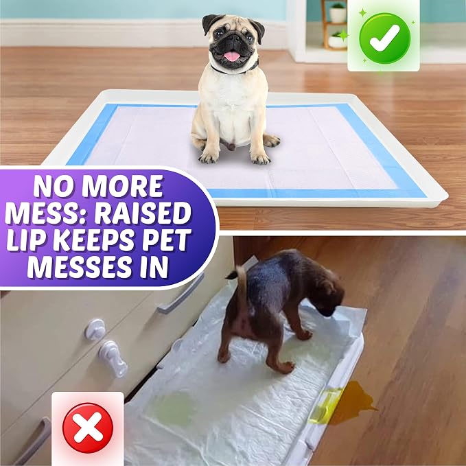 Dog Pee Pad Holder - Fits Up to 30” x 36” Pee Pad - 1 Pack - White | Stable Grip, Soft Edges, Quick Wipe Silicone Surface, Dog Pad Holder for Indoor Flooring Protection