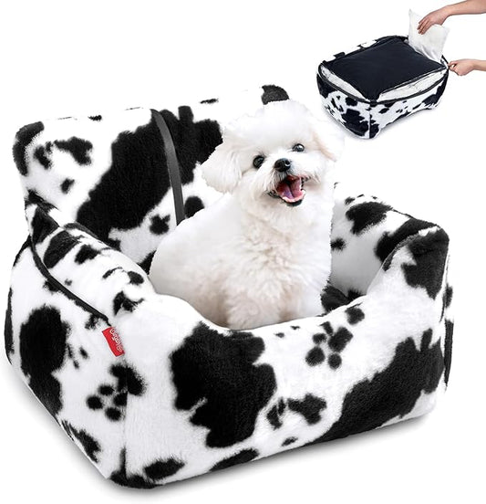 Dog Car Seat for Small Dogs & Cats Under 25 lbs, Milk Cow