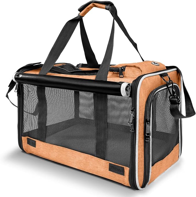 GAPZER Dog Carry Bag for Puppy Pet Soft-Shell Portable Kennel Crate for 0-15 lbs Foldable Pomeranian Travel Cage Tea Cup Yorkie Carrier Purse Indoor Carrying Case Cat Supply Melon Tiny Dog Melon
