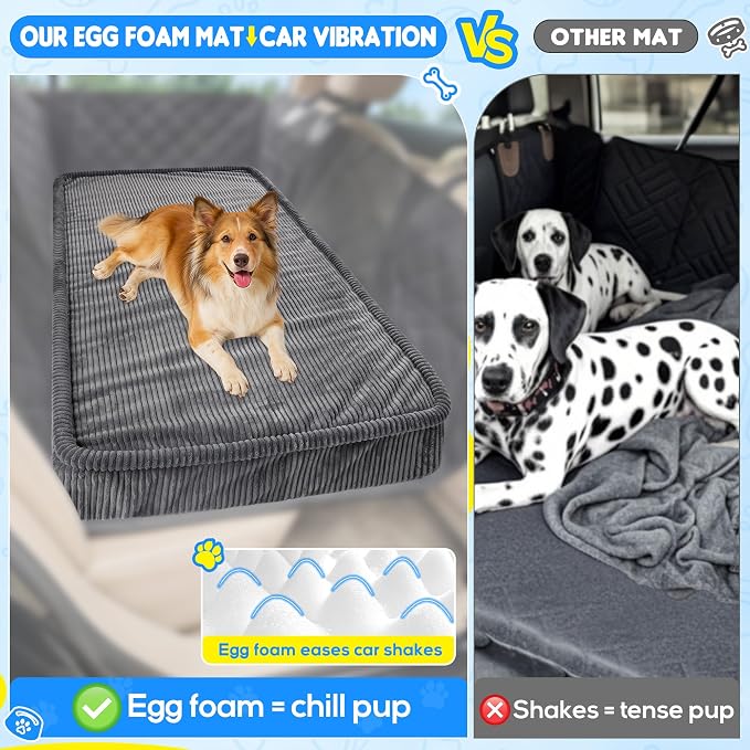 Loiion Dog Car Bed, Non-Slip Backseat Extender Pet Mat 50"x24.6"x4" | Removable, Washable Dog Bed With Waterproof Liner Protects Car Seats, Anti-Slip Travel Bed For Dogs