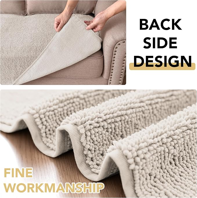 H.VERSAILTEX Non Slip Pet Couch Cover Chenille Dog Bed Protector Thick Soft Sofa Slipcover Pet Friendly Washable Couch Cushion Covers for Pets (30" x 53", Oatmeal)