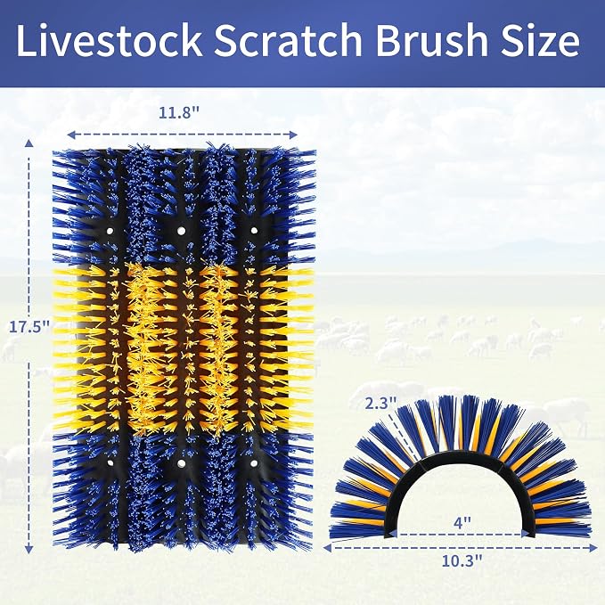 Livestock Scratching Brush, Upgraded Large Cattle Scratcher with 6 Screws, Horse Brushes for Grooming, Relieve Itching on the Back of Livestock, Cattle Supplies for Horse, Goat, Cow, Pig (XL Brush)