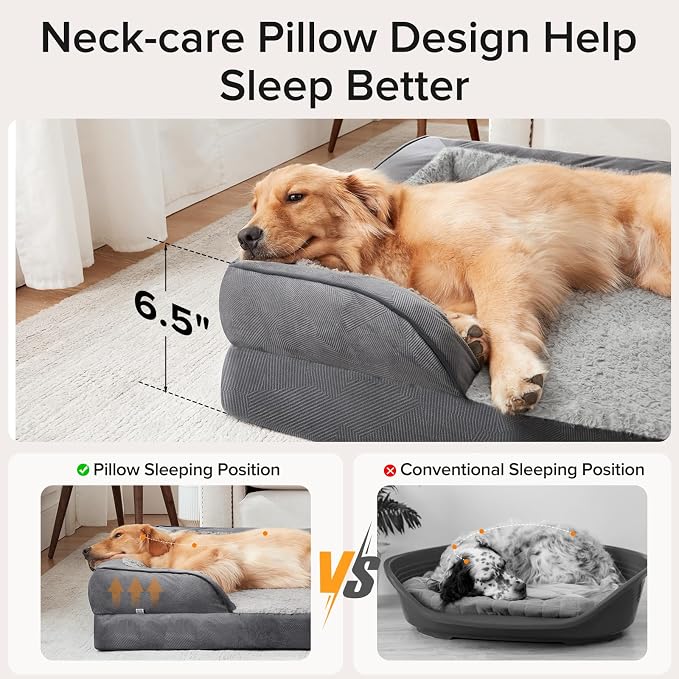 Orthopedic Medium Dog Beds for Medium Dogs, Waterproof Egg-Crate Foam Dog Couch Bed with Washable Removable Cover, Waterproof Lining and Nonskid Bottom