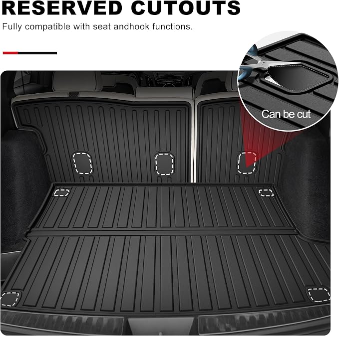 for 2019-2026 Acura RDX Cargo Liner & Backrest Mat: Custom Fit All Weather TPE Anti Skid Waterproof Trunk Liner