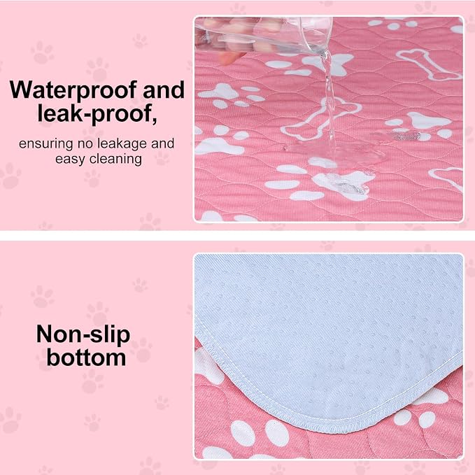 BEAUTYZOO 4 Pack Washable Pee Pads for Dogs,Reusable Puppy Pads 18x24 Pink | Waterproof Super Absorbent,Non Slip and Leak-Proof Against Urine,Whelping Pads Mats for Puppy Potty Training,Playpen,Crate