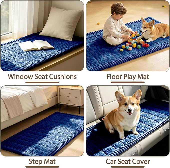 FUANGUI Waterproof Couch Cover Sofa Cover for Dogs and Pets Sofa Protector | Non-Slip Washable Fuzzy Soft Cat Bed Sofa Slipcover for 2-3 Cushion Couch Sofa Pet Friendly, Navy Blue, 27.6" x 94.5", 1 pcs