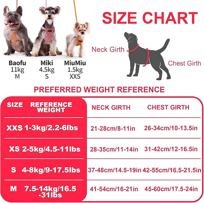 Puppytie Dog Harness with Multifunction Dog Leash,Soft Adjustable No Choke Escape Proof Pet Harness Vest for Medium Dogs or Large Dogs,red-Camellia,M