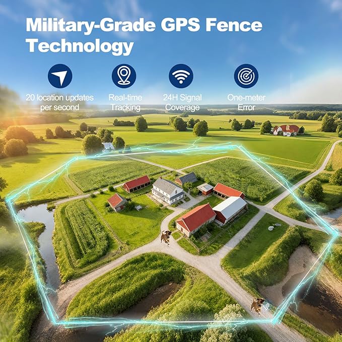 Wireless Dog Fence, GPS Dog Collar Fence System with Real-Time Tracking & Training, Portable Electric Fence for Outdoor Use, Waterproof Collar Adjustable for Medium Large Dogs, LoveFence is APP Only