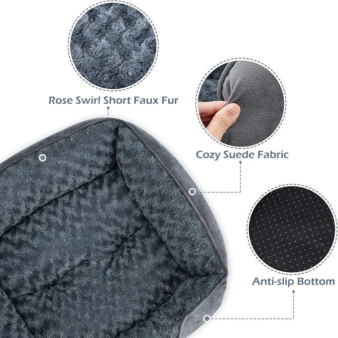 XX-Large Dog Bed for Large Medium Small Dogs, Rectangle Washable Dog Bed, Orthopedic Dog Bed, Soft Calming Sleeping Puppy Bed Durable Pet Cuddler with Anti-Slip Bottom XXL(42"x30"x10")