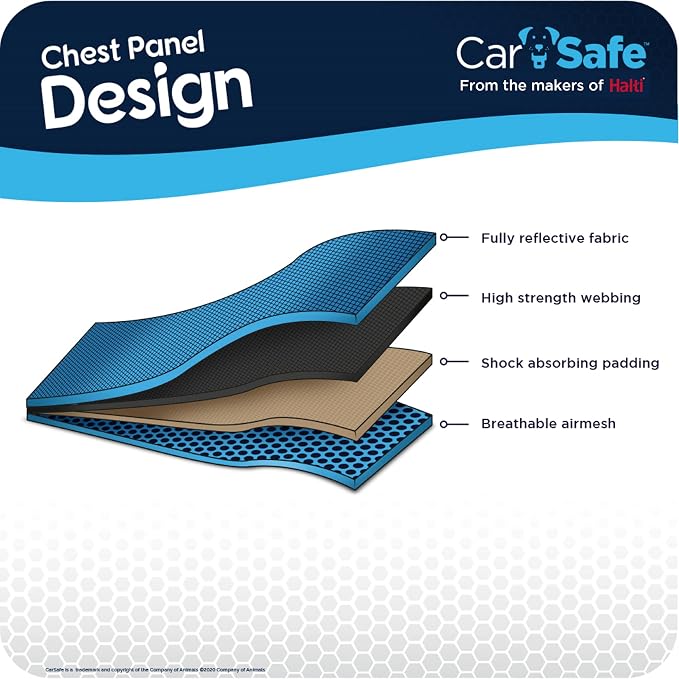 Carsafe Crash Tested Dog Harness Blue X Small | Crash Tested to 32Kg/70lbs, Safely Secure Dog in the Car, Comfortable and Padded Design, for Toy, Small, Medium & Large Dogs