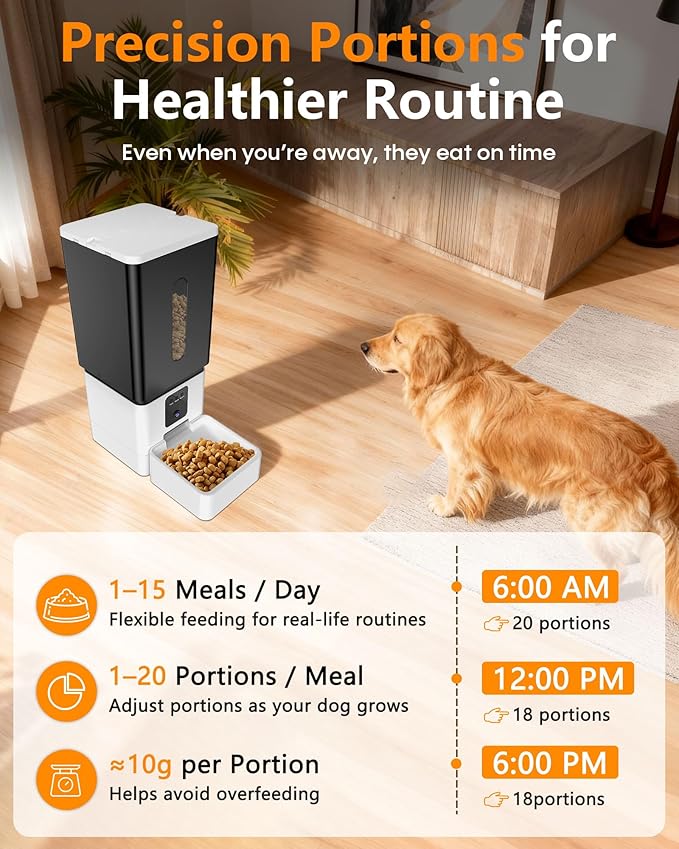 Automatic Dog Feeder Large Breed: 12L/50 Cups with HD 1080P Camera - 5G WiFi Anti-Clog Timed Dog Feeder for Golden Retriever Busy Owners by UTCG