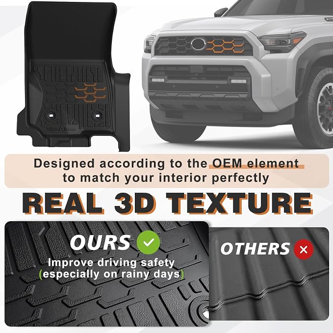 TripleAliners Floor Mats All Weather Liners Compatible with Toyota 2025 2026 4Runner Accessories Custom Fit TPE Heavy-Duty 1st & 2nd & 3rd Row Waterproof Anti-Slip Floor Liners (7 Seats ONLY)