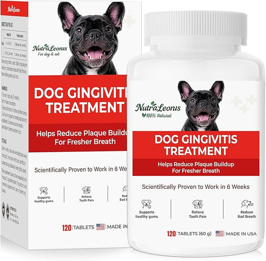 Dog Dental Care – Relieves Gingivitis – Inhibits Plaque and Tartar Buildup, Protects Gum Health, and Relieves Bad Breath and Bleeding Gums, Natural Plant Extracts, 120 Easy-to-Swallow Tablets