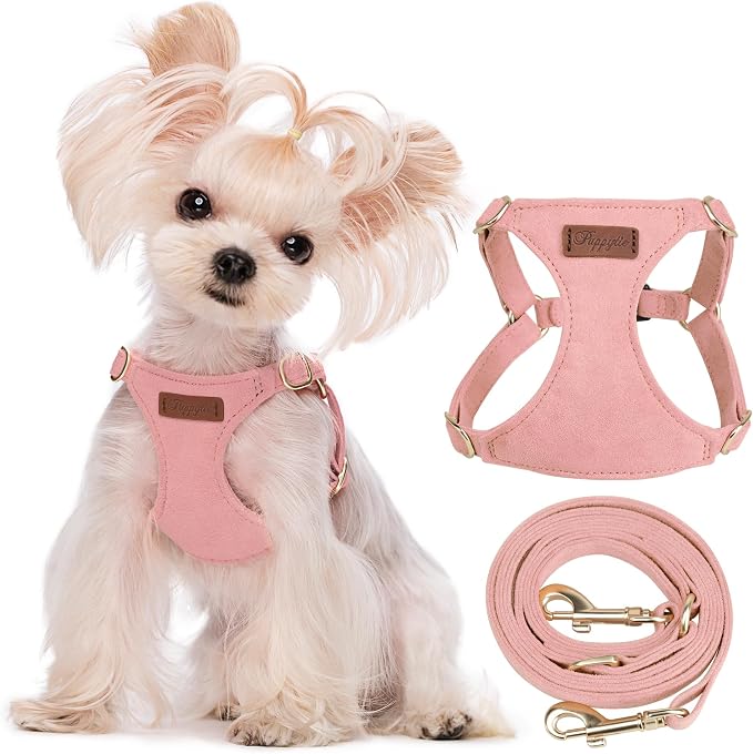 Puppytie XXS Puppy Harness and Leash Set, Pink, XXS (2.2–6 lbs) | Puppy Harness for Small Dogs, Teacup and Yorkie Harness, Soft Lightweight and Adjustable, XXS Dog Harness for Daily Walks