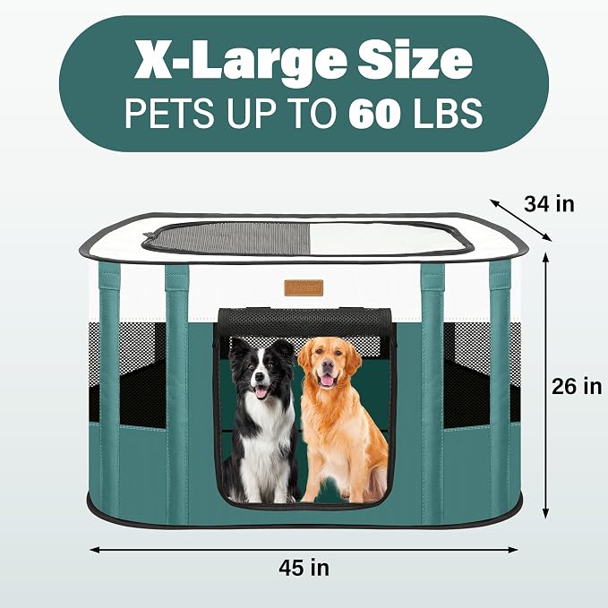 Dog Playpen - Foldable Cat Play Pens for Pubby,Kitten, Rabbit,Portable Pet Tent with Carring Bag for Indoor/Outdoor Travel Camping Blue X-Large
