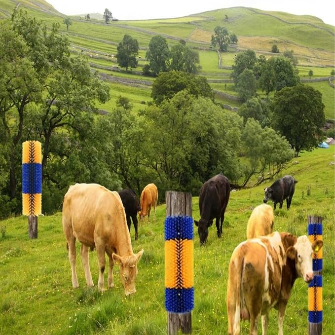 Livestock Scratching Brush 1 Pack, Itch Relief Goat Scratching Post | Horse Cow Goat Brushes for Scratching, Self-Grooming, Upgraded No-Strip Screws for Easy Install Barn Farm, Protects Fence