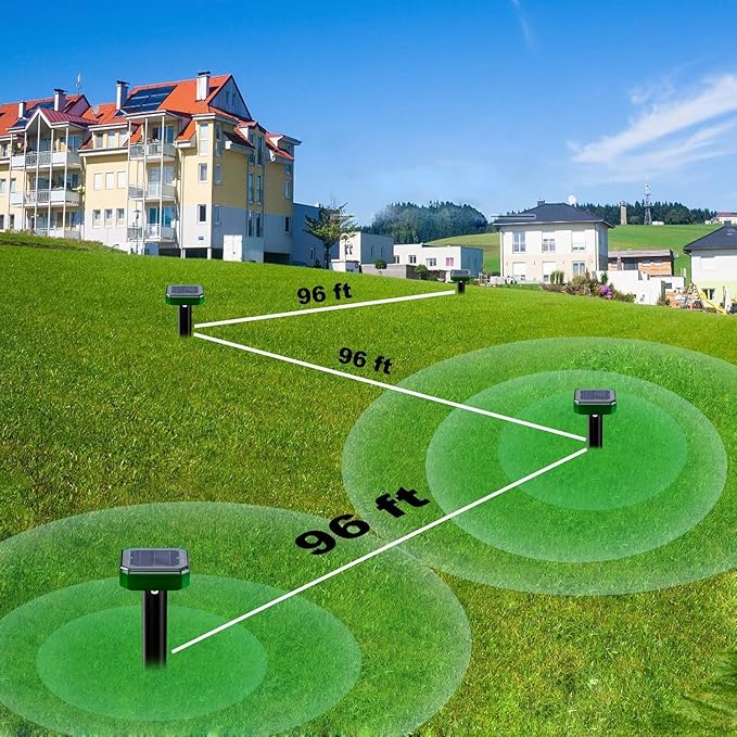 8 Pack Mole Repellent Solar Powered for Lawns Snake Repellent for Yard Gopher Trap Groundhog Vole Repellent Ultrasonic Spike Outdoor Waterproof Sonic Chipmunk Rodent Burrowing Animals Deterrent Stake
