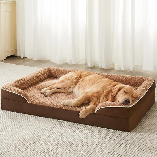 WNPETHOME Orthopedic Washable XL Dog Bed for Senior Dog Cozy Sleep | Extra Large Waterproof Big Soft Dog Couch Sofa Bed for Dogs Relax with Removable Cover Supportive Pet Bed Brown 42x30 Inch