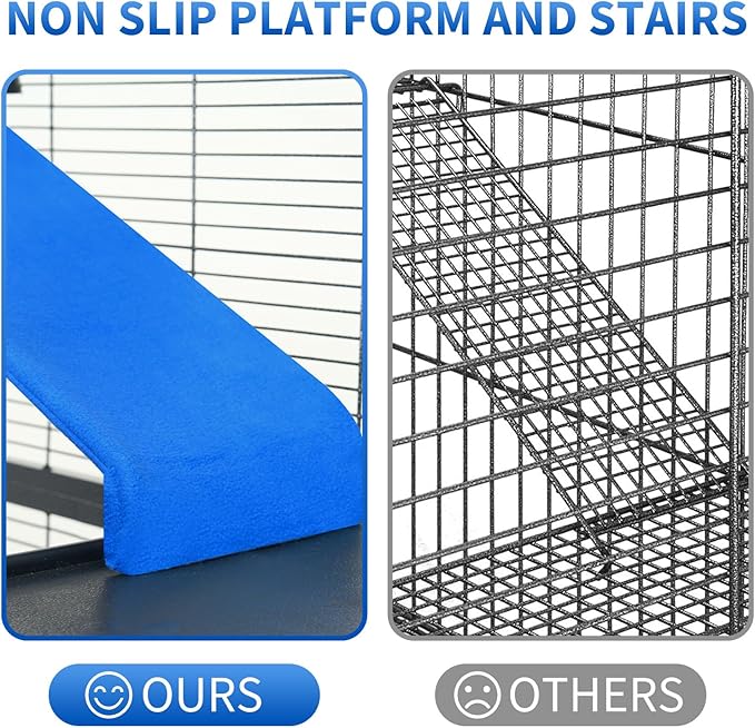 Metal Small Animal Cage 6-Tier Ferret Sugar Glider Cage for Chinchillas/Guinea Pig/Rabbit/Large Hamste Rolling Critter Nation Cage with Flannel ramps, Removable Tray,6 Doors Easy Clean