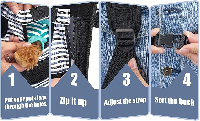 Wakytu Dog Front Carrier Backpacks for Small Dogs, Legs Out Pet Carrier Sling Backpack with Adjustable Padded Ventilated Shoulder Straps, Easy-Fit for Traveling Hiking Camping,Medium