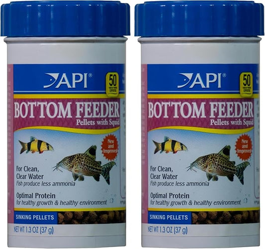 API Bottom Feeder PELLETS with Shrimp Fish Food 1.3-Ounce Container (Pack of 2)
