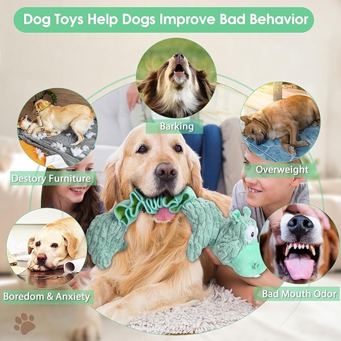 Drmstow Large Squeaky Dog Toys and Interactive Dog Tug-of-War Toy, Tough Plush Dog Toy, Cute Puppy Toys, Pet Chewable Toys Plaything for Small Medium and Large Dogs