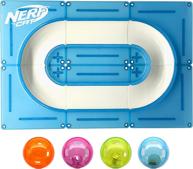 Nerf Cat Gift Set Box - 15in x 10in ABS Turbo Cat Track with 4 Balls