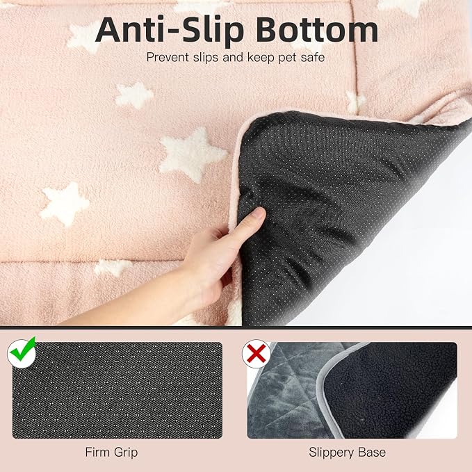 Mora Pets Dog Crate Pad Washable Cat Dog Bed for Crate Flat Pet Kennel Mat | Soft Dog Cat Bed Mat, Puppy Crate Pad for Dog Cages Cozy Sleeping Liner, Cute Pet Pillow Cushion Anti Slip Small Pink 24 x 18