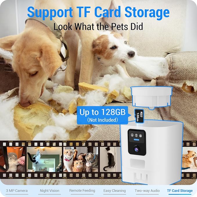 Frienhund Automatic Cat Feeder with 2K Camera: 5G WiFi Automatic Dog Feeder with Night Vision,Cat Food Dispenser with 7L Large Food Storage Container for Multiple Pet,Detachable for Easy Clean -29 Cup